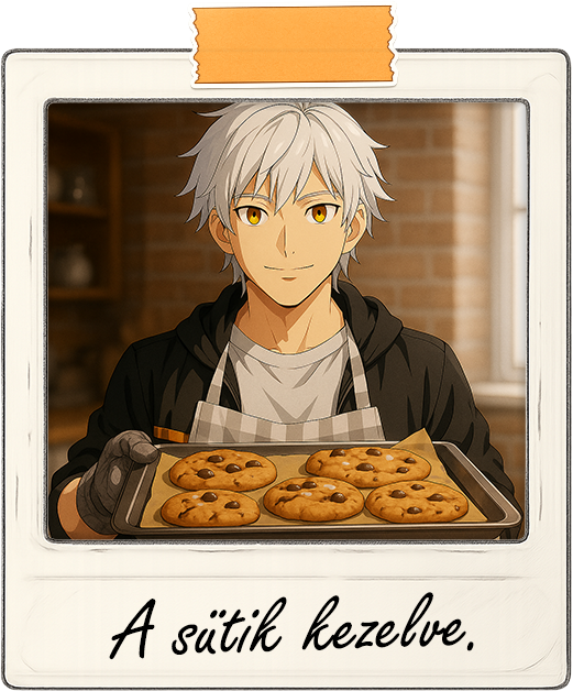 Kira, a magyar VTuber sütit tart a kezében – süti tájékoztató illusztráció